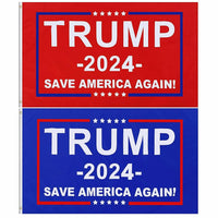 Red & Blue Trump Save America Again Flags 2024 - 2 Pack - 3x5 Feet Made in USA