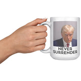 New: Trump Mug Shot Fulton County GA Never Surrender Coffee Mug