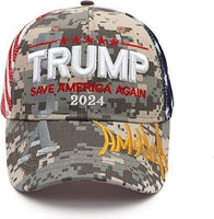 Donald Trump Camo Hat 2024 Save America Again Hat w/ 3-D Seal of the POTUS
