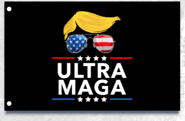Black #UltraMAGA Flag Trump Hair Sunglasses Trump 2024