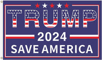Trump 2024 Save America Flag  - American Flag Text