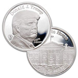 1 Troy Oz .999 Pure Silver Medal 45th President Donald Trump and The White House