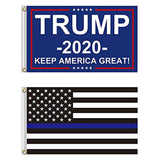 2 Flag Set - Donald Trump 2020 Flag and Thin Blue Line Flag  3x5 Ft