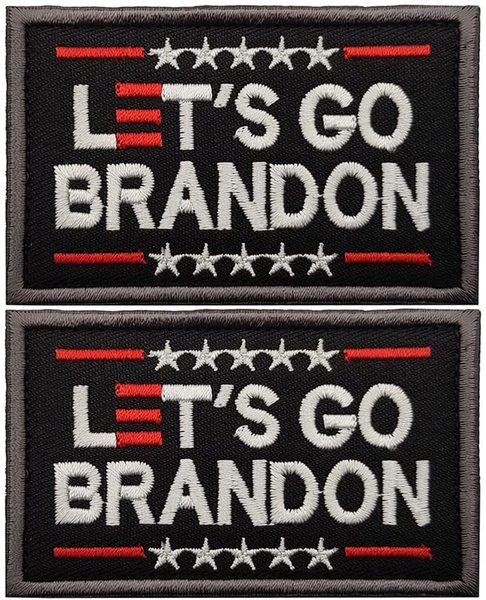 2PC Lets Go Branson Patch - Funny Military Morale Embroidered Patch Hook and Loop Backing Blue Background