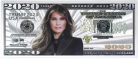 2020 Dollar Bill Melania Trump Banknote, Gold Coated First Lady Melania Limited Edition Million Dollar Bill Great Gift for Currency Collectors and Republican (Silver, 10)
