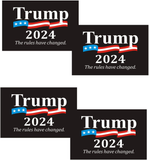 4 Pack Trump 2024 - The Rules Have Changed Black Bumper Stickers
