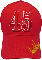 Trump  Embroidered  on back Red 45 Signature Bill100% Cotton Hat Cap  