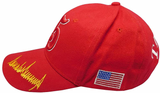 Trump  Embroidered  on back Red 45 Signature Bill100% Cotton Hat Cap  