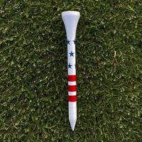 USA Golf Tees - 2-3/4 Inch Tees - American Flag Design, Premium Patriotic Wooden Tee, Professional Length