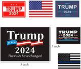 Patriotic Reflective Stickers,6 Pack 3×5 inch Donald Trump 2024 & USA Flag Waterproof Decals, Compatible with Bumper, Laptops,Travel Cases, Truck, Cars and Boats. American Flag Decal Stickers for Window Décor