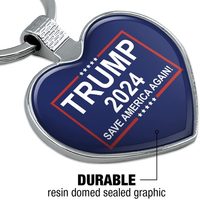 Trump 2024 Keychain Heart Love Metal Key Chain Ring