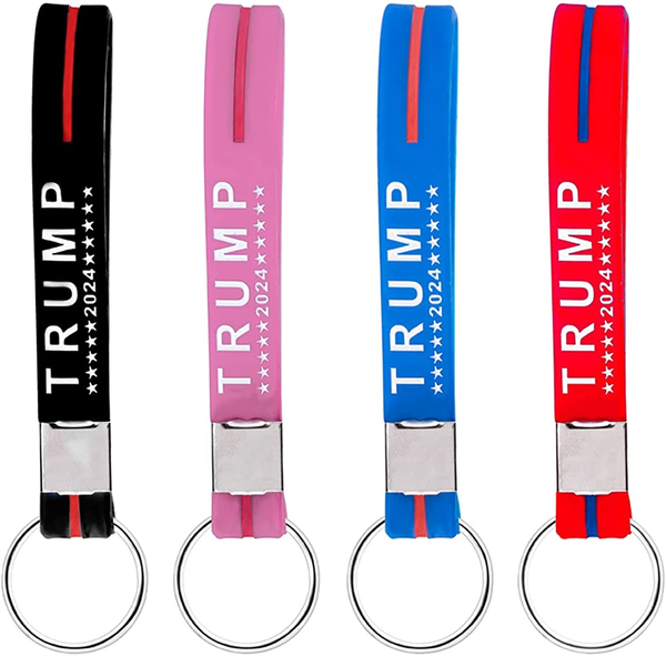 Trump 2024 Keychain Silicone Key Chain Lanyards 4 Pack