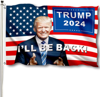 FSFLAG Trump 2024 Flag, Trump Flag 3x5 Feet I'll Be Back, Trump 2024 Flag for Room Wall Boat, Double Stitched Polyester Trump Flags I will Be Back with 2 Grommets