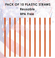 Trump Straws (New Version Straw)- Red and White Reusable Plastic Drinking Straws- Pack of 10