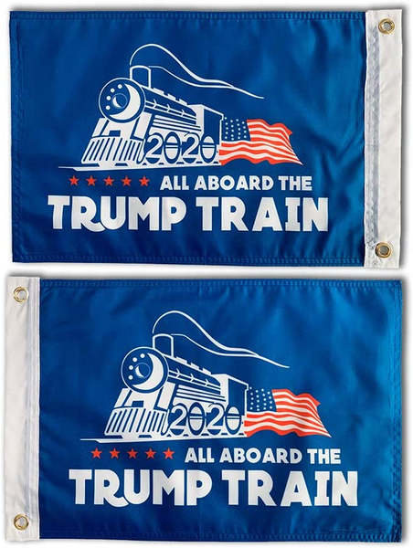 SOULBUTY Trump Train Flag 12x18 Double Sided, All Aboard the Trump Train Flag, for Boat, True Two-sided, Three layers