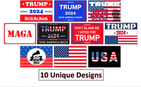 Trump 2024 Stickers - (10 Piece) Trump Sticker Pack - 4"X6" Patriotic stickers - Trump Decals For Laptops, Water Bottles, Bumpers, Windows, Etc. - 100% UV Resistant and 100% Water-Resistant For Indoor or Outdoor Placement - 10 Different Designs