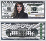 2020 Dollar Bill Melania Trump Banknote, Gold Coated First Lady Melania Limited Edition Million Dollar Bill Great Gift for Currency Collectors and Republican (Silver, 10)