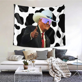 Trump Merch Cow Print Cowboy Hat Tapestry (59.1 x 51.2 inches)