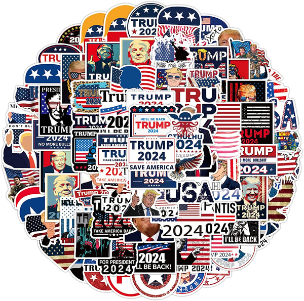 Funny Trump 2024 Stickers 100pcs Pack, USA American Presidential Election Stickers for Laptop Water Bottles Car Phone Truck Motorcycle Notebook Bike Bumper Luggage