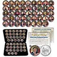 ALL 46 United States PRESIDENTS Full Coin Set Colorized DC Quarters w/Box & COA