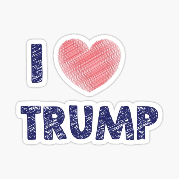 Hand Drawn I Love Trump Red Heart Sticker
