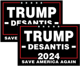 2 Pcs (Black) Trump Desantis 2024 Save America Again Reflective Bumper Stickers,Desantis for President in 2024 Sticker Decals for Trucks Window Laptop Toolbox Motorcycle Décor 6X4 Inch