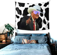 Trump Merch Cow Print Cowboy Hat Tapestry (59.1 x 51.2 inches)