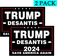 2 Pcs (Black) Trump Desantis 2024 Save America Again Reflective Bumper Stickers,Desantis for President in 2024 Sticker Decals for Trucks Window Laptop Toolbox Motorcycle Décor 6X4 Inch