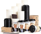 Trump Coffee Cups - 16 Ounce, Set Of 100, Sleeves