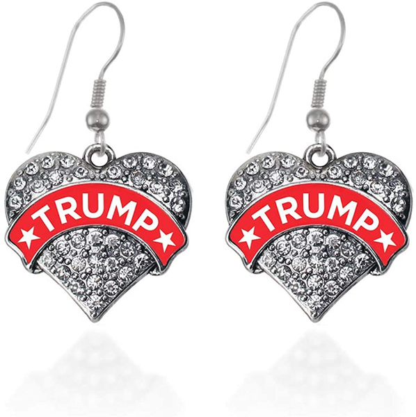 Donald Trump Heart Earrings with Cubic Zirconia