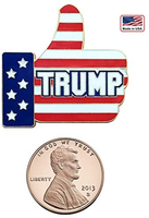 CandiSen Donald Trump Thumbs Up Pin  - Made in USA - President Trump Gift, Metal Enamel Button on American Flag
