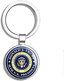 Round Donald J Trump 45th US President - Seal pro Logo Official Double Sided Stainless Steel Keychain Key Ring Chain Holder Car/Key Finder