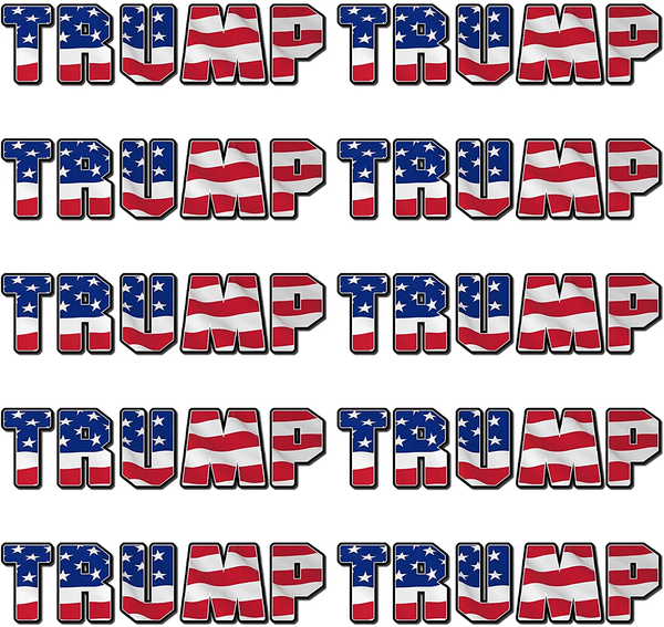 Trump 2024 Sticker (10 Pack), Trump Stickers and Decals, Trump 2024 Bumper Sticker for Car, Truck, Motorcycle, House, Windows, Laptop, Trump American Flag Vinyl Stickers, Great Gift for Any Patriot