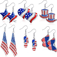 6 Pairs American Flag Patriotic Earrings
