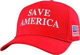 Save America Trump 2024 Embroidered Red Hat America Flag on Side