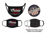 Trump 2020 Keep America Great Black Cotton Face Mask (2 sided)