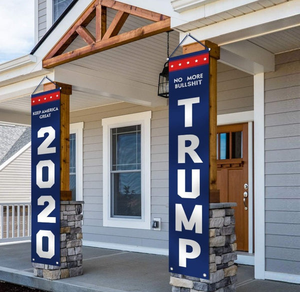 Trump 2020 Flag - No More BS & Keep America Great Vertical Front Porch Flags - 2 Pack