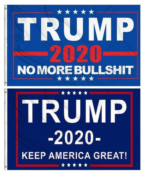 Set of 2 Trump Flags - 2020 KAG & No More Bullshit  3x5