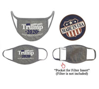 Trump Face Mask Grey Cotton  Made in USA
