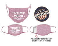 Pink Trump Face Mask Grey Tri-Blend Cotton  Made in USA