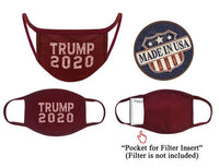 Red Cotton President Donald Trump 2020 Glitter Letter Face Mask