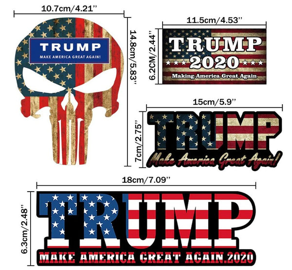 4 Pack - High-Quality American Flag Trump 2020 Stickers