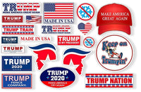 21 Pack of Trump Mini Stickers MAGA Hat, Hair, Star, Flag 2020