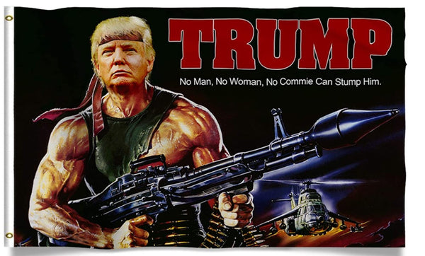 Grenade Rambo Trump Flag w/ Gun Tank Rocket Launcher Flag 3 x 5'