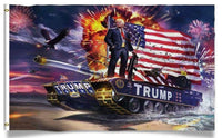 President Trump Riding Tank  Flag 3 x 5'