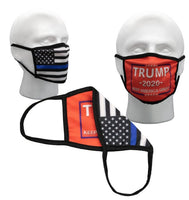 Red Keep America Great & Thin Blue Line Flag Reversible 2 Sided Face Mask