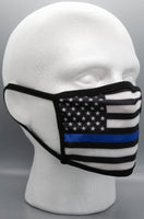 Red Keep America Great & Thin Blue Line Flag Reversible 2 Sided Face Mask