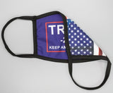 Blue Trump Reversible Face Mask with American Flag on Back (2 Sided)