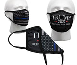 Black Trump 2020 Front and  Tattered Thin Blue Line Flag Back