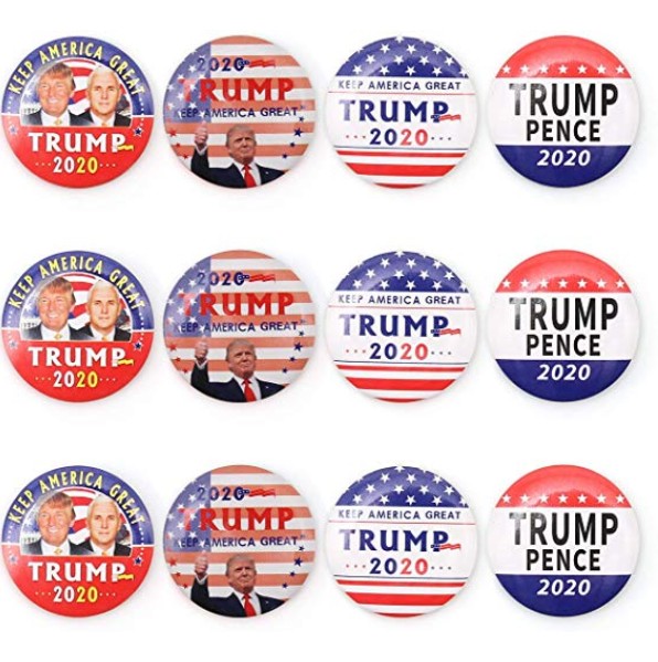 12 Donald Trump 2020 Presidential Lapel Pins / Election 2020 Campaign Buttons.